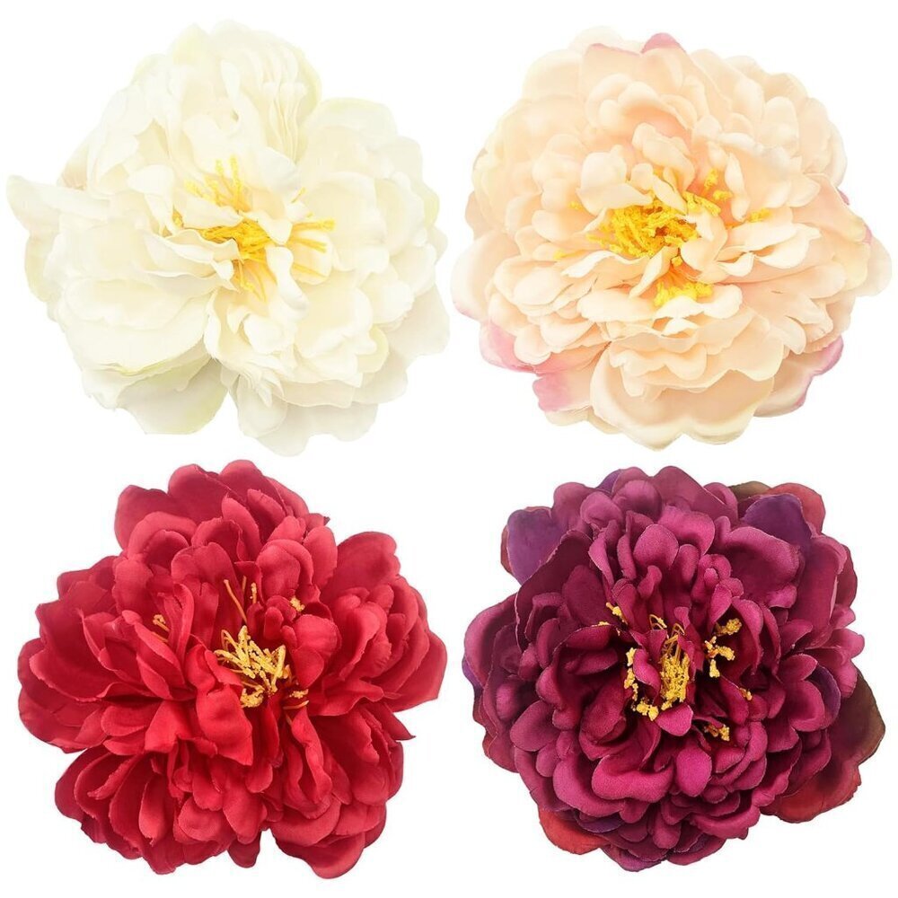Peony Flower Hair Clips for Women, 4 Pieces Large Floral Alligator Hair Barrette